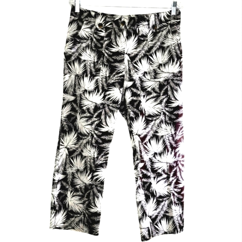 Michael Kors  Capri Ankle pants brown Hawaiian palm Leaf NWT 10